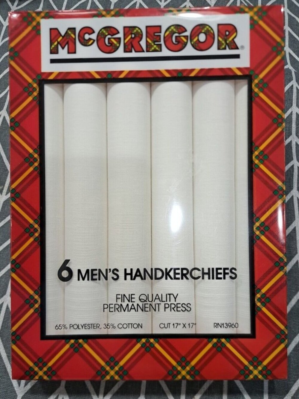 New Vintage  McGregor Handkerchiefs 6 Pack Boxed Set white‎ on white
